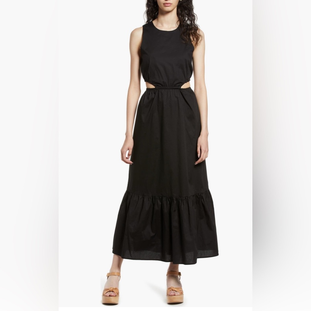 WAYF Rae Cutout Midi Long Dress Size Small in White